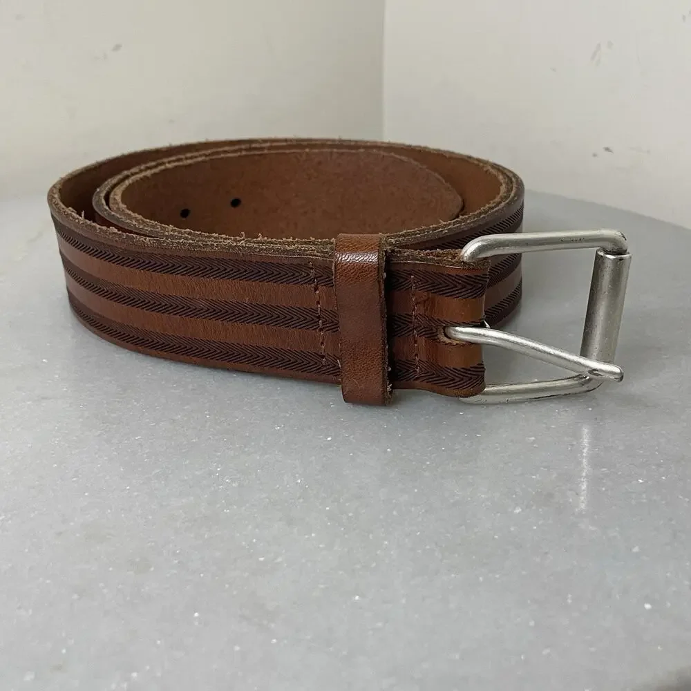 Maus & Hoffman Belt Men Genuine Leather Brown Sz 44 Designer